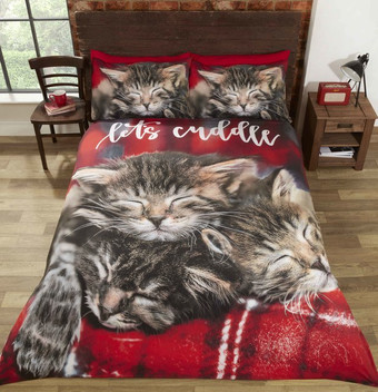 Cuddle Cats Cute Sleeping Kittens Soft Polycotton Duvet Cover Set
