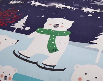 Christmas Bears Festive Fun Skating Polar Bear Snow Scene Duvet Cover Set
