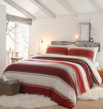 Betley Brushed Striped Cosy 100% Brushed Cotton Duvet Cover Set