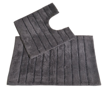 Linear Ribbed Two Piece Bath and Pedestal Mat Set