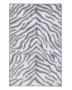 Zebra Print Soft Touch Non-Slip Bath Mat Grey