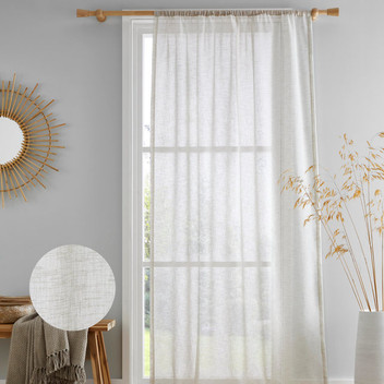 Kayla Recycled Yarn Eco-Friendly Voile Curtain Panels Slot Top Single Panel
