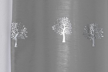 Birch Shiny Metallic Trees Voile Curtain Panels Slot Top Single Panel