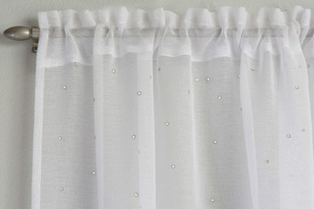 Jewel Diamante Embellishment Voile Curtain Panels Slot Top Single Panel