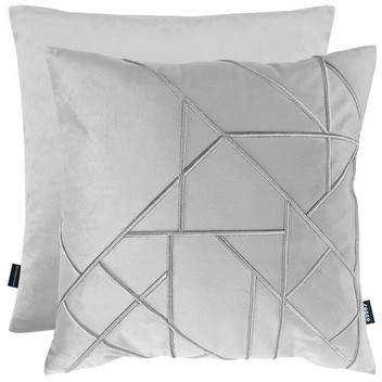 Linear Velvet Embroidered Geometric Unfilled Cushion Cover 17" x 17"