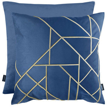 Linear Velvet Embroidered Geometric Unfilled Cushion Cover 17" x 17"