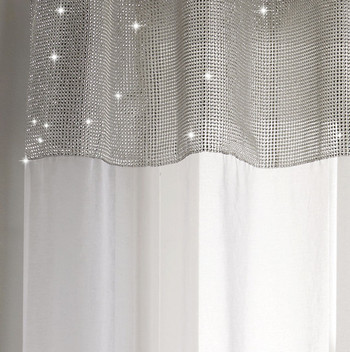 Tiffany Diamante Glitz Voile Curtain Panels Eyelet Ring Top Single Panel