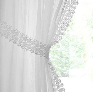Windsor Macrame Crushed Voile Curtain Panels Slot Top Single Panel