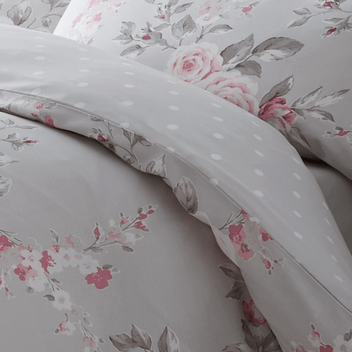 Catherine Lansfield Canterbury Floral Bedding Curtains Matching Range Grey
