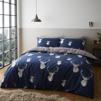 Catherine Lansfield Stag Check Soft Duvet Cover Set 