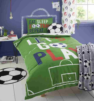 Catherine Lansfield Kids Eat Sleep Football Bedding Curtains Matching Range