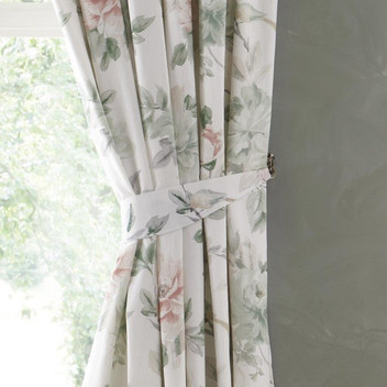 Campion Watercolour Floral Cotton Sateen Bedding Curtains Matching Range