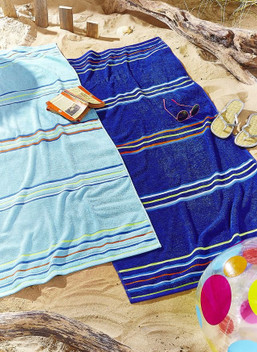 Catherine Lansfield Rainbow 450GSM Beach Towel Pair Blue
