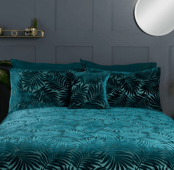 Paloma Palm Leaf Plush Velvet Jacquard Tropical Filled Cushion 17" x 17"