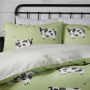 Daisy Cow Moo Fun Quirky Soft Reversible Polycotton Duvet Cover Set