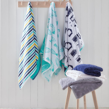 Nautical Stripe Soft Jacquard 100% Cotton 550GSM Towels Range
