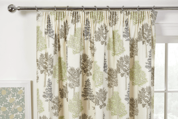 Coppice Woodland Trees Nature Lined Tape Top Pencil Pleat Curtains Pair