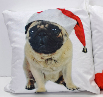 Pug Santa Hat Christmas Festive Xmas Unfilled Cushion Cover 43cm x 43cm