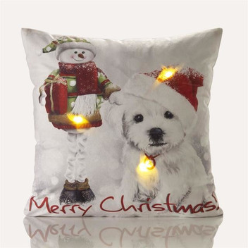 Westie Dog LED Winter Festive Xmas Soft Touch Cushion Cover 18" x 18"