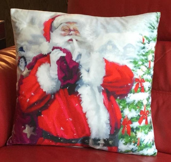 Santa & Sack Winter Festive Xmas Soft Touch Cushion Cover 18" x 18" 