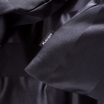 Playboy Bedding Soft Satin Stripe Black Silky Lustrous Modern Duvet Cover Set