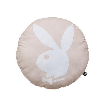 Playboy Living Round Iconic Bunny Motif Pale Pink White 40cm Filled Cushion