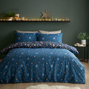 Catherine Lansfield Enchanted Twilight Animals Navy Blue Whimsy Duvet Cover Set
