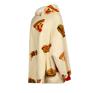 Fast Food Cosy Warm Sherpa Fleece Hoodie Oversized Blanket Wearable Hoodie