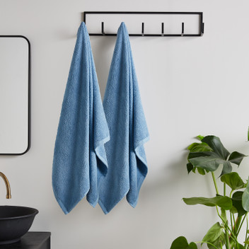 Catherine Lansfield Blue Quick Dry Lightweight 100% Cotton Bathroom Towels Range