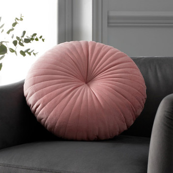 Catherine Lansfield Pink Blush Round Cushion Soft Touch 40cm Filled Cushion