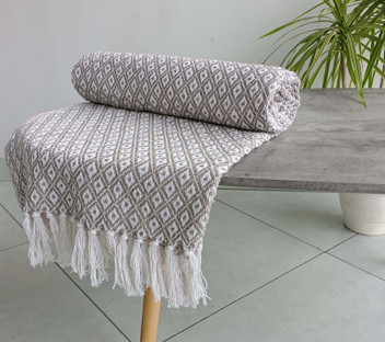 Eden Intricate Woven Geometric Tassels Recycled Cotton Blanket Throw