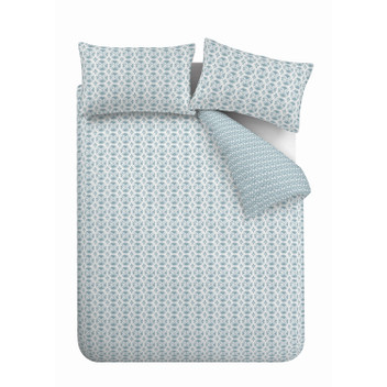 Catherine Lansfield Sardinia Mosaic Tile Reversible Double Duvet Cover Set with Pillowcases Blue