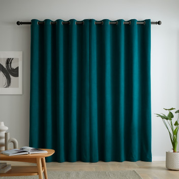 Catherine Lansfield Green Wilson Blackout Thermal Eyelet Ring Top Curtains Pair