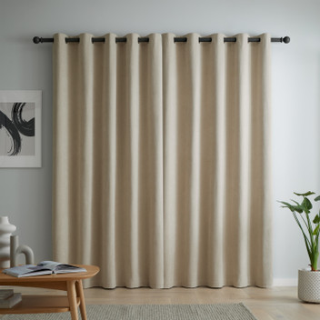 Catherine Lansfield Natural Wilson Blackout Thermal Eyelet Top Curtains Pair