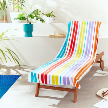 Catherine Lansfield Multi Rainbow Stripe Beach Sun Lounger Towel 78cm x 200cm