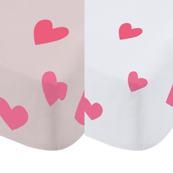 Catherine Lansfield White Pink Love Hearts and Stripes Two-Pack Duvet Cover Set