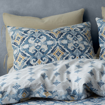 Pineapple Elephant Indigo Blue Inara Ikat Asian Art Dye Duvet Quilt Cover Set