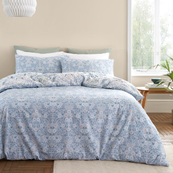 Bianca Blue Pastel Hedgerow Hopper 200 Thread Count 100% Cotton Duvet Cover Set