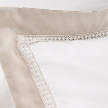 Bianca Natural White Oxford Lace 200 Thread Count 100% Cotton Duvet Cover Set