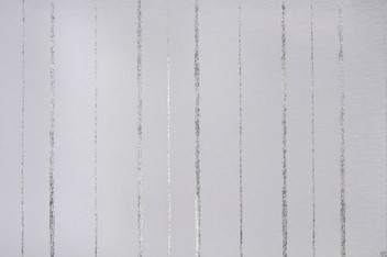 VERTIGO Silver Metallic Stripe Voile Net Curtain Slot Top Single Panel