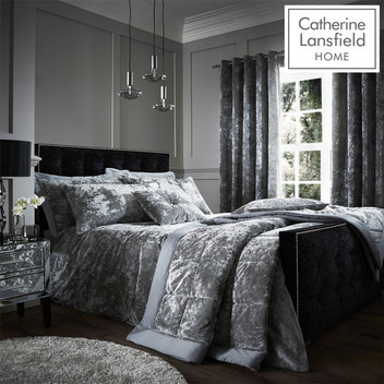 Catherine Lansfield Crushed Velvet Bedding Curtains Matching Range