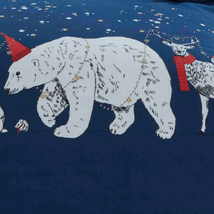 Polar Bear and Friends Christmas Starry Night Festive Xmas Duvet Cover Set