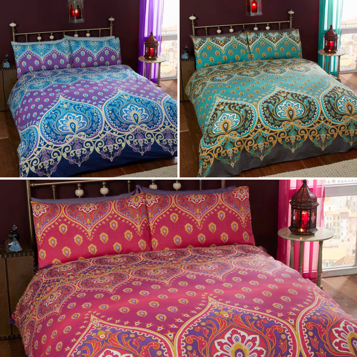 Asha Indian Ethnic Asian Style Paisley Print Duvet Cover Set Bedding
