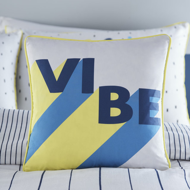 Vibe Bold Stripes Piped Edge 100% Cotton Filled Cushion 17" x 17" 