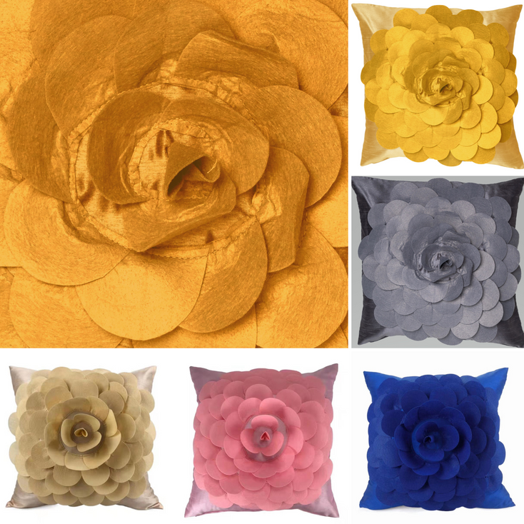 Felt Flower Floral Felt Petals Faux Silk Unfilled Cushion Cover 18" x 18"