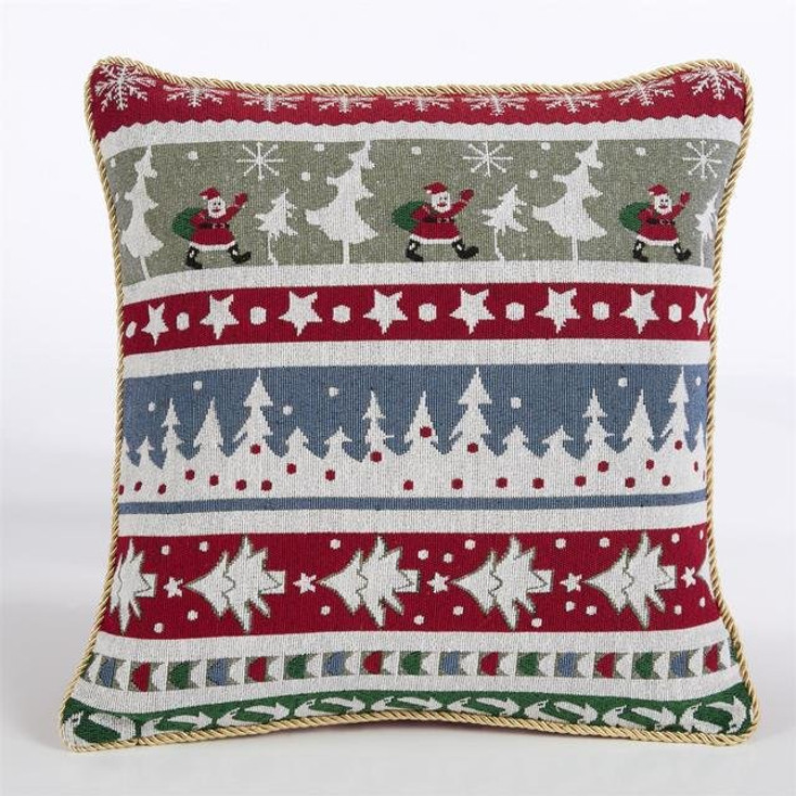 Christmas Tapestry Festive Santa Stripe Soft Filled Cushion 18" x 18"