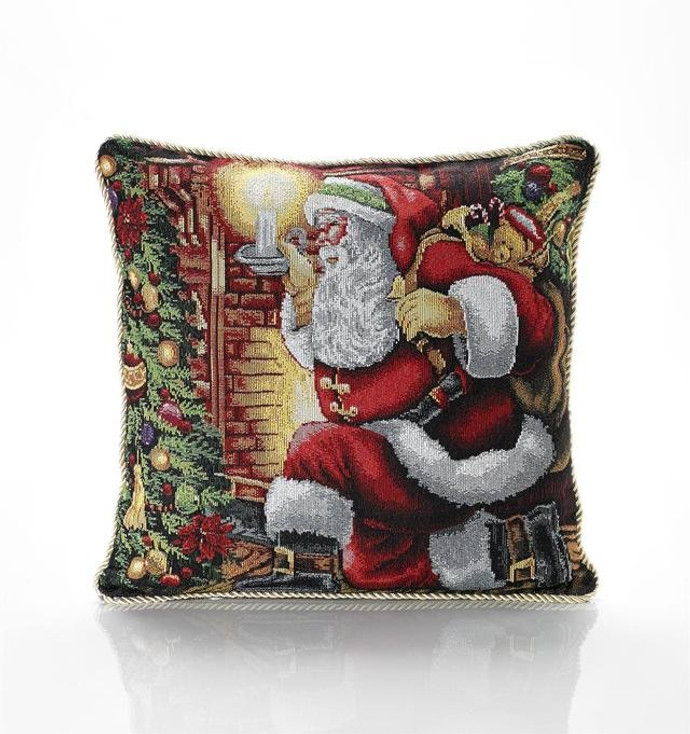 Christmas Tapestry Festive Traditional Santa Soft Cushion Cover 18" x 18"
