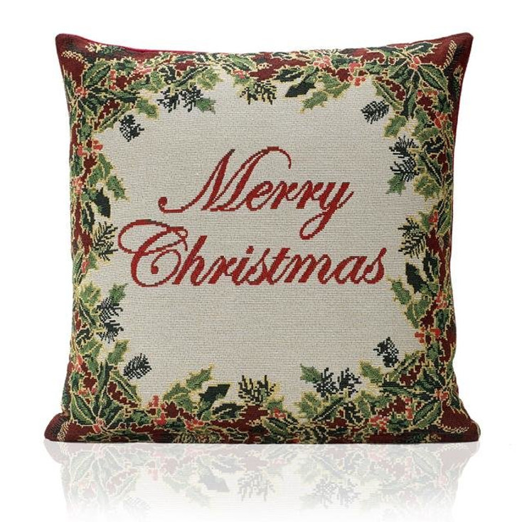 Christmas Tapestry Festive Merry Christmas Soft Cushion Cover 18" x 18"