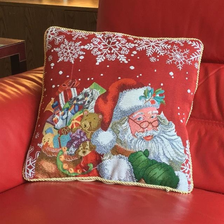 Christmas Tapestry Festive Santa Gifts Unfilled Cushion Cover 18" x 18" 