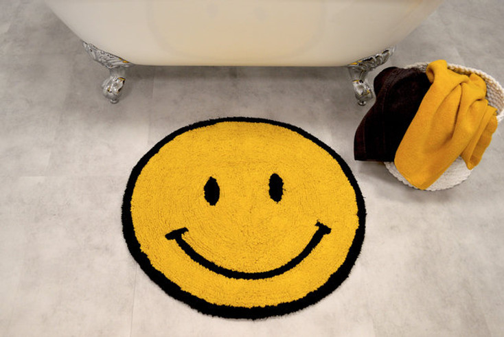Happy Face Smiley Reversible Cotton Bath Mat